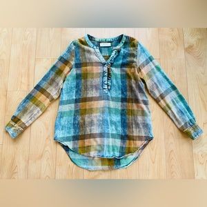 Anthropologie Isabella Sinclair Plaid Ruffle Top